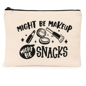 Might Be Makeup Might Be Snacks Custom Canvas Makeup Bag